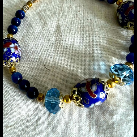 Blue cloisonné clasp bracelet L - Picture 4 of 6